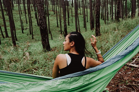 woman sitting on green hammock thumbnail