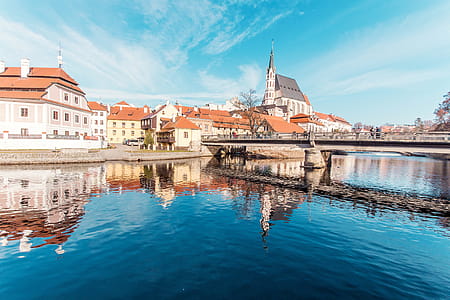 Beautiful day in the historic town with the river thumbnail