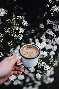 Morning coffee outdoors in the garden thumbnail