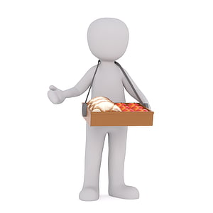 man carrying box of apples and croissants clip art thumbnail