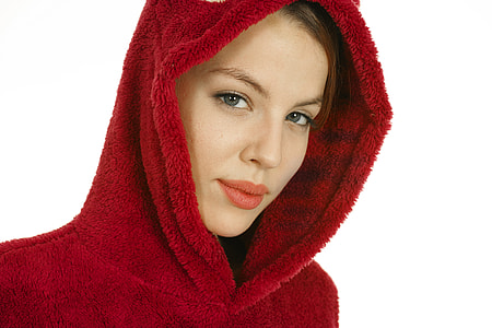 close up photo of  woman wearing red pull-over thumbnail