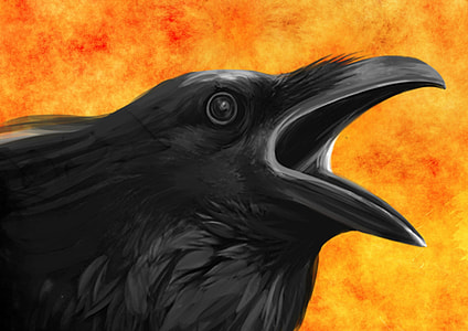 raven with yellow and orange background thumbnail