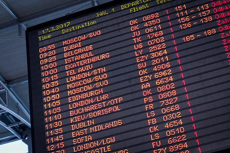 Detail view of a typical airport information board thumbnail