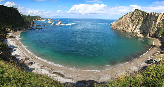 high-angle photo of body of water surrounded with mountains thumbnail