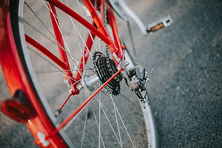 shallow focus of red bike thumbnail