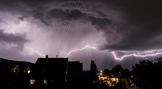 Photo Of House And Lightning Storm thumbnail