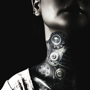 bionic, robot, female, girl, dark, black thumbnail
