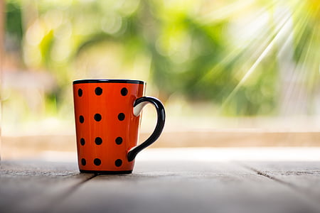 red and white ceramic mug thumbnail