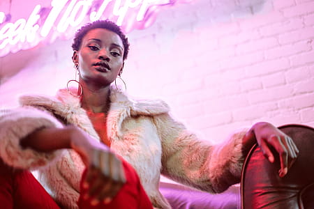 Pink Neon Lights Fashion Model Photo thumbnail
