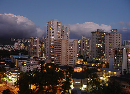 Night time towers in Honolulu, Hawaii thumbnail