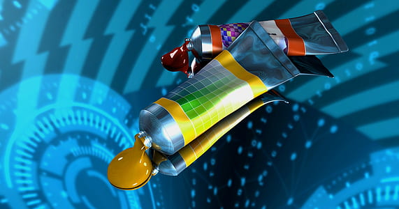 two multicolored collapsible tubes thumbnail