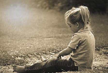 grayscale photo of girl wearing polo shirt thumbnail