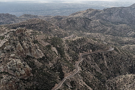 top view of curved road on mountain thumbnail