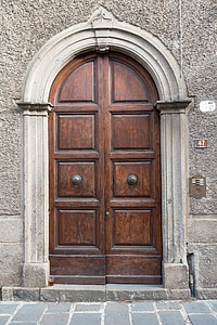 closed brown wooden door thumbnail