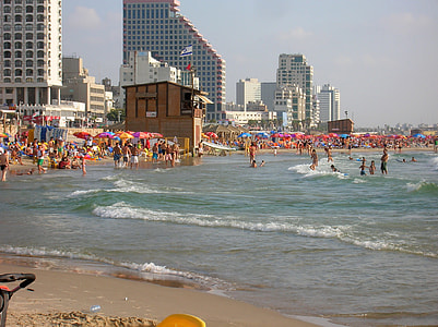 People on Tel-Aviv Beach in Israel thumbnail