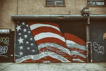 American flag. This shot was taken in Williamsburg, Brooklyn, New York City thumbnail