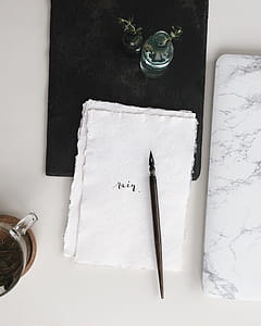 Black Fountain Pen on White Text thumbnail