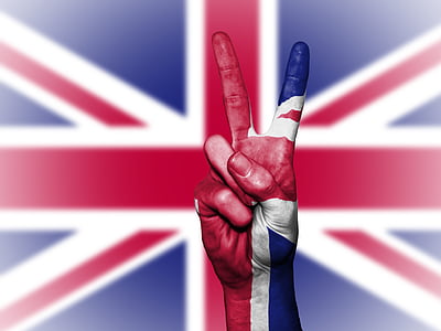 right person's hand painted with flag of Union Jack thumbnail