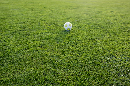 white and green volleyball on green grass field thumbnail
