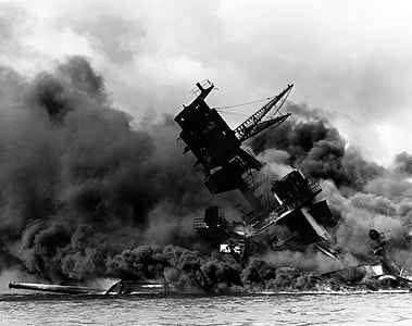 USS Arizona Sunk during the attack on Pearl Harbor, World War II thumbnail