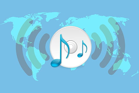 Illustration of streaming radio or broadcasting radio waves across the continents. thumbnail