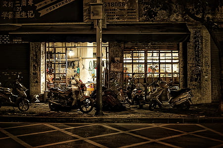 motorcycle in front of store thumbnail