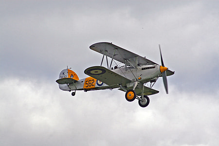 white and orange biplane in flight thumbnail