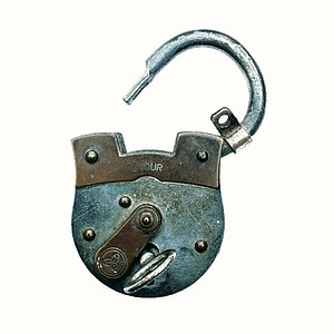 unlocked gray padlock on white surface thumbnail