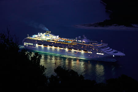 white cruise ship on ocean thumbnail