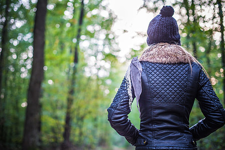 Beautiful Girl in Forest Turning Her Back thumbnail