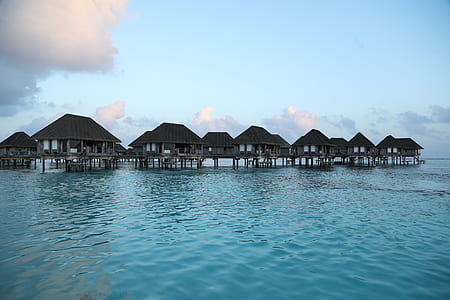 gray wooden shed on body of water thumbnail