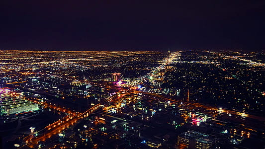 aerial view of city during night time thumbnail