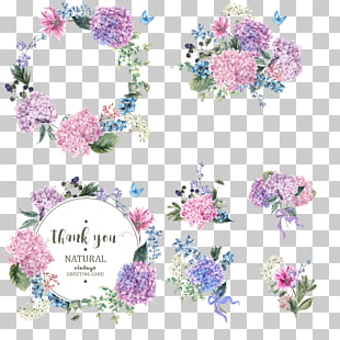 Flower garden Hydrangea Blossom, colored bouquet wreath, assorted flower paintings PNG clipart