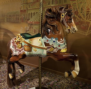 brown and teal horse carousel thumbnail