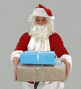 Santa Claus giving two gift boxes thumbnail
