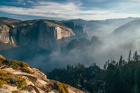 mountain, cliff, rock, tree, woodland thumbnail