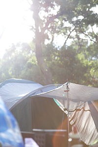 blue and gray dome tent during daytime thumbnail