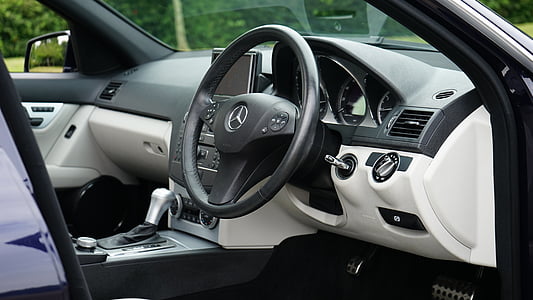 black Mercedes-Benz car steering wheel thumbnail