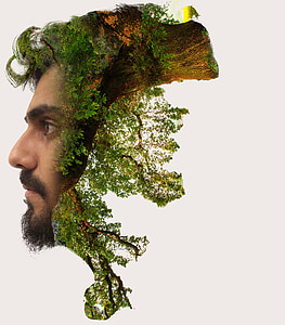 man's face and forest photo manipulation thumbnail