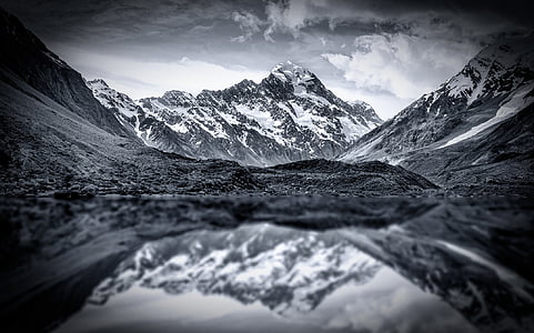 gray scale photography of mountains thumbnail