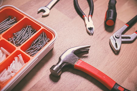 Set of tools on the wooden floor thumbnail