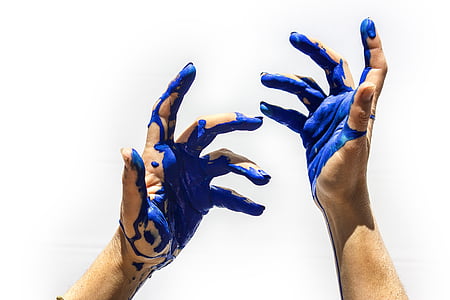 hands with blue paint thumbnail