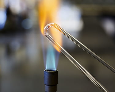 Bending of a glass rod for an experiment in a chemistry teaching laboratory thumbnail