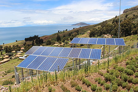 solar panels on green grass field thumbnail