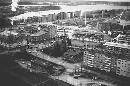 Black and White Cityscape of Tampere, Finland thumbnail