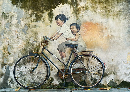children riding bicycle painting thumbnail