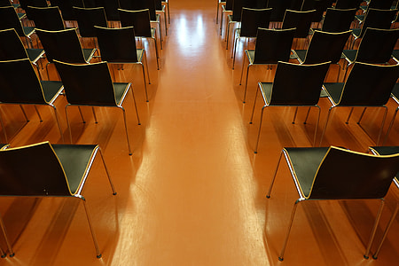 black metal chair lot on brown flooring thumbnail