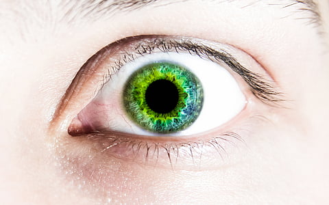 person's left eye with green pupil thumbnail