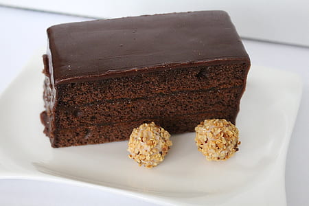 sliced chocolate cake on plate thumbnail