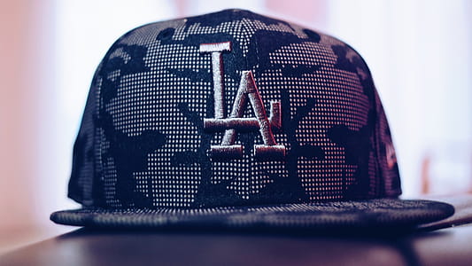 Gray and Black La Embroidered Fitted Cap thumbnail